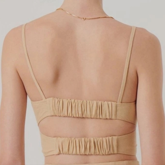 Derek Lam 10 Crosby Linen Gianna Wrap Bustier Tan Crop Top Size 8 Women's - Picture 5 of 15